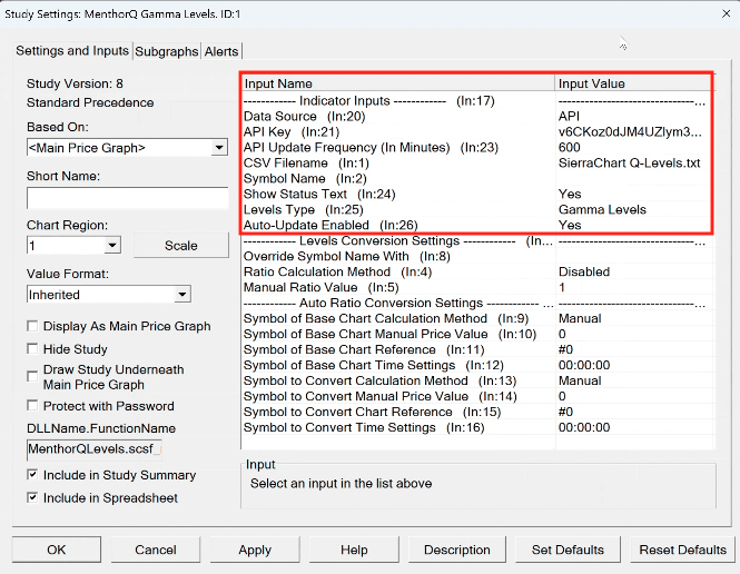 Sierra Chart Integration - Indicator Setting 01