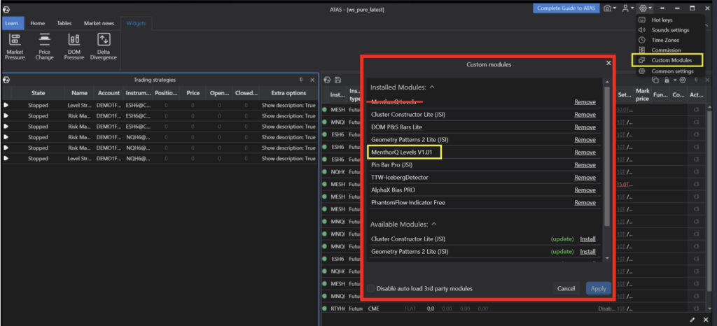 ATAS Integration - atas latest version